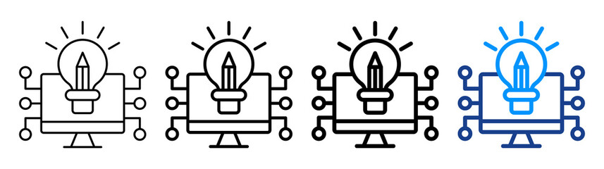 Digital Creativity Icon Different Style Outline Collection Set