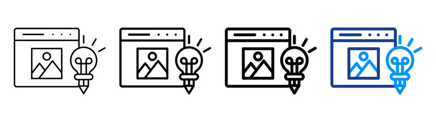 Creative Content Icon Different Style Outline Collection Set