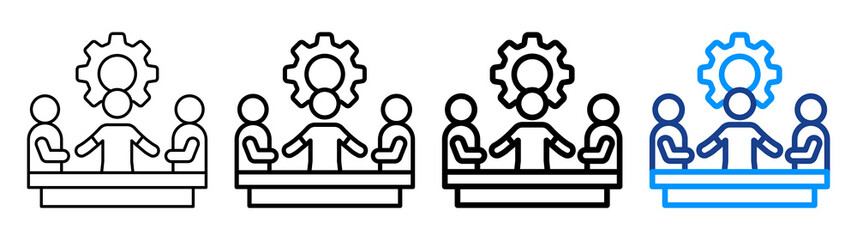 Brainstorming Session Icon Different Style Outline Collection Set