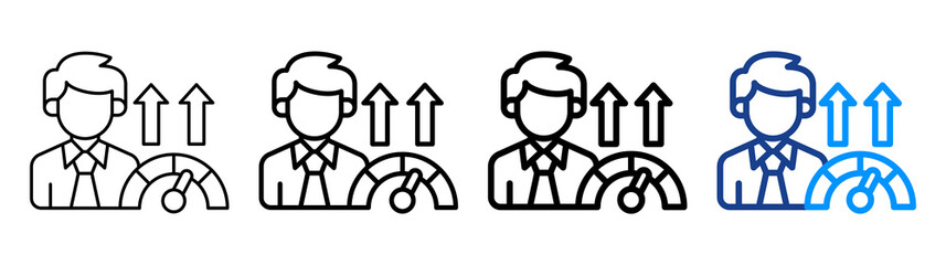 Employee Performance Icon Different Style Outline Collection Set