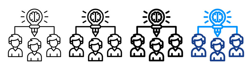 Teamwork Creativity Icon Different Style Outline Collection Set
