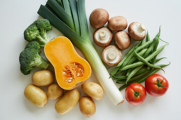 Fresh assortment of healthy vegetables and ingredients