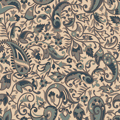 seamless traditional paisley  pattern on background