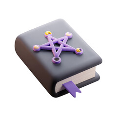 A mystical book adorned with a purple star symbolizing ancient knowledge and magic.