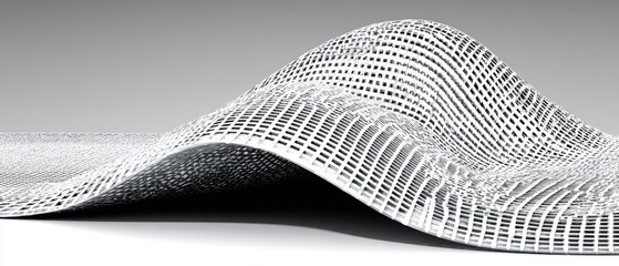 Abstract, undulating, white, gridded, form