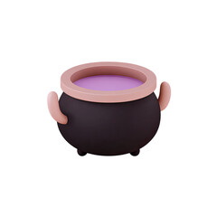A mystical cauldron filled with bubbling purple potion for magical adventures.