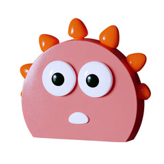A quirky cartoon character with bright colors and playful design.