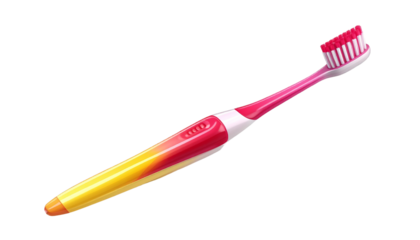  electric toothbrush with red, pink, and yellow color blen, isolated on transparent background, PNG format.
