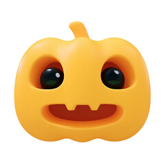 Cheerful cartoon pumpkin with a cute face, perfect for Halloween themes and celebrations.