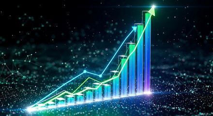 business graph on black background