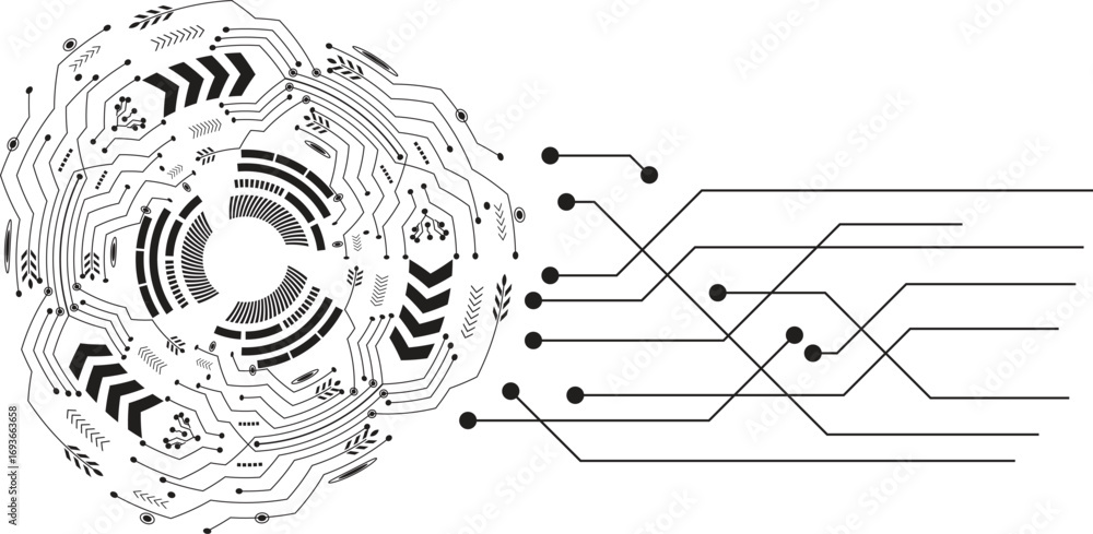 Poster modern abstract digital circle technology pattern on a white background