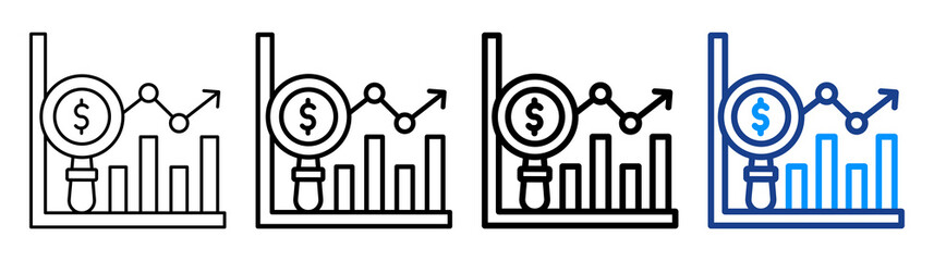 Financial Forecast Icon Different Style Outline Collection Set