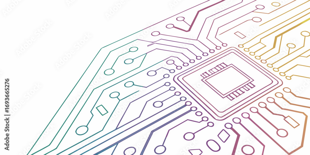 Aufkleber dynamic circuit board design with vibrant color gradient, perfect for tech projects