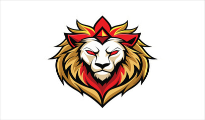 A fiery red dragon tribal tattoo vector with a monstrous skull head and evil king face design