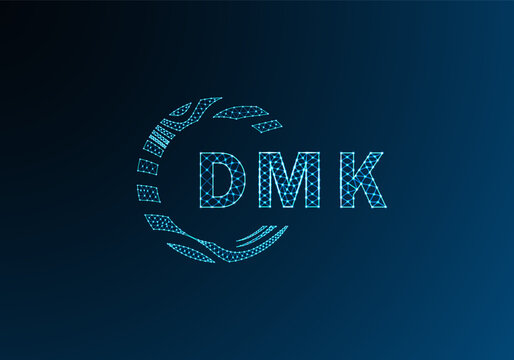 DMK low poly letter logo vector design. DMK lower poly logo design. DMK unique low poly logo design.