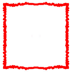 Obraz premium A red, irregular square border or frame on a white background, created with many small dots.
