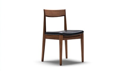 Wooden dining chair with black seat