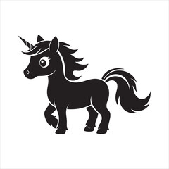 cute unicorn line art silhouette vector illustration.