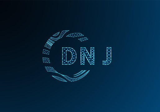 DNJ low poly letter logo vector design. DNJ lower poly logo design. DNJ unique low poly logo design.