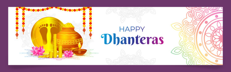 Vector illustration of Happy Dhanteras Background banner