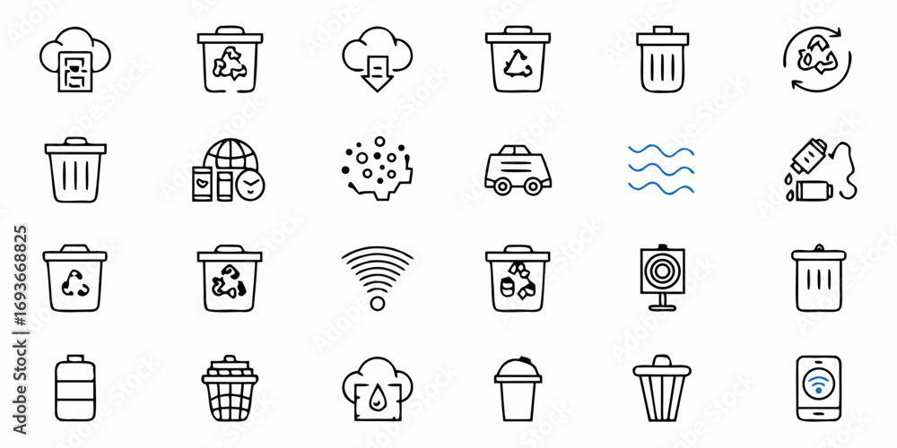 Aufkleber collection of assorted outline icons, perfect for web design and app development resources