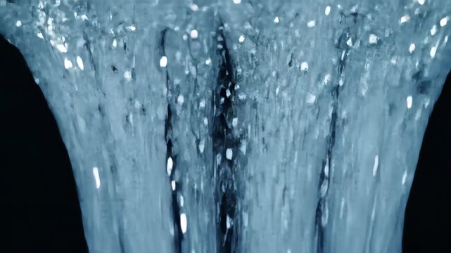 Cascading Water with Shimmering Surface and Dynamic Flow Against Dark Backdrop for Adobe Stock Photo