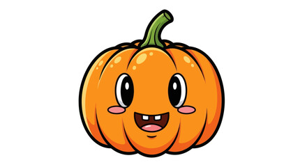 Adorable Cartoon Pumpkin with Happy Face.