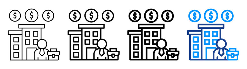 Private Sector Icon Different Style Outline Collection Set
