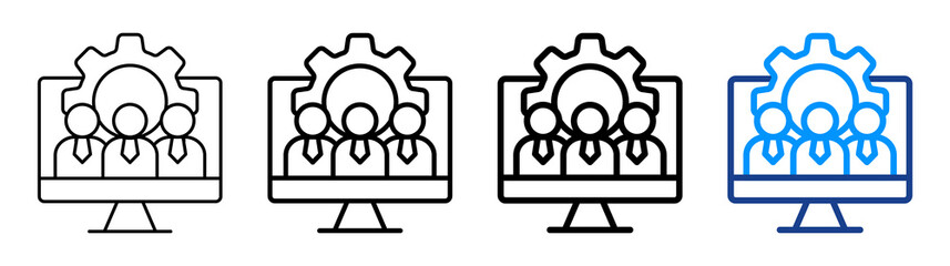 Digital Workforce Icon Different Style Outline Collection Set