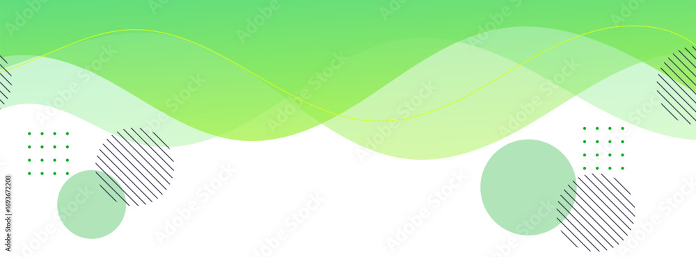 Poster minimalist banner background green gradations wave shape abstract memphis.modern background.vector e