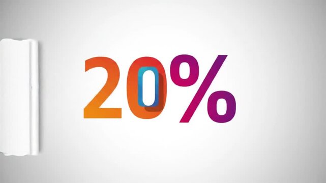 Colorful twenty percent discount offer peeling off white surface, revealing vibrant promotion for limited time sale, creating excitement and urgency.