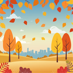 Autumn leaves falling, abstract vector illustration