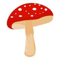 Red Mushroom with White Spots Vector Illustration – Autumn Forest Clipart