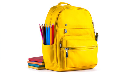 Yellow Backpack with School Supplies
