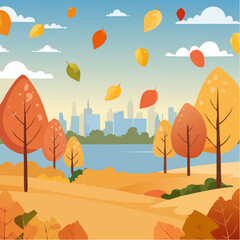 Autumn leaves falling, abstract vector illustration