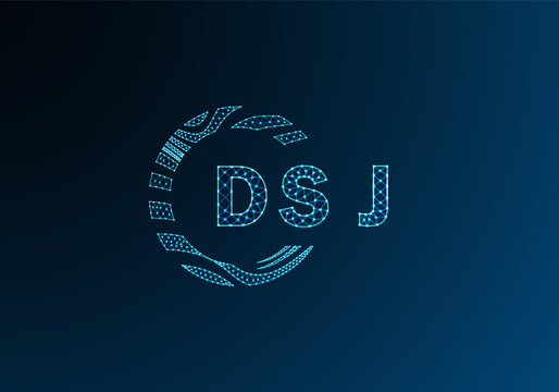 DSJ low poly letter logo vector design. DSJ lower poly logo design. DSJ unique low poly logo design.