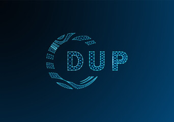 DUP low poly letter logo vector design. DUP lower poly logo design. DUP unique low poly logo design.