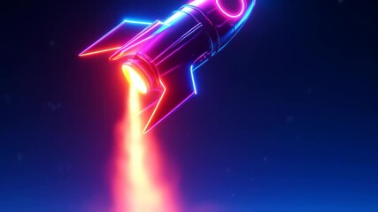 Neon rocket blasting off into a dark space - Powered by Adobe