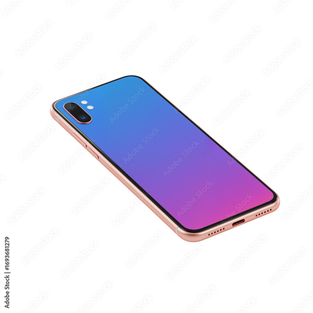Poster sleek gradient back smart phone isolated device digital technology transparent background