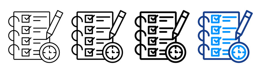 Weekly Planner Icon Different Style Outline Collection Set