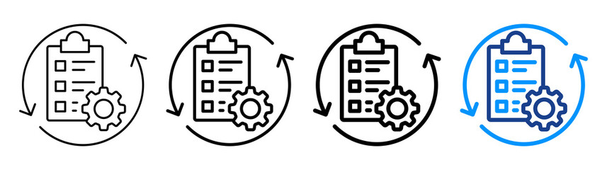 Execution Plan Icon Different Style Outline Collection Set