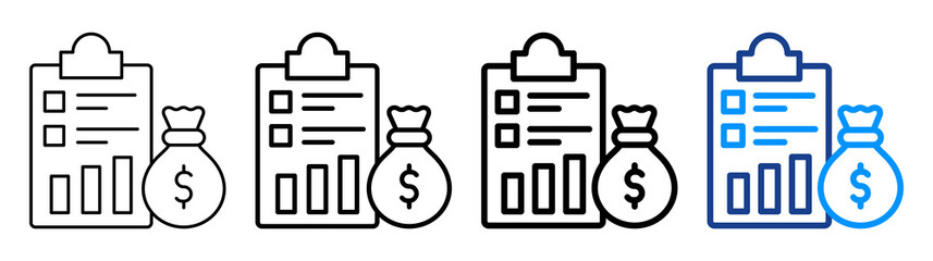 Financial Statement Icon Different Style Outline Collection Set