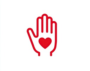 Obraz premium Red hand icon with a heart