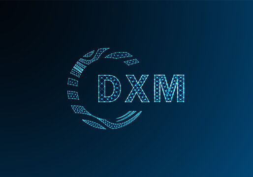 DXM low poly letter logo vector design. DXM lower poly logo design. DXM unique low poly logo design.