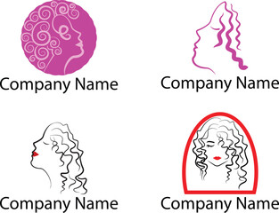 Hair salon logo design curly hairstyle designer beauty parlour logo art vector