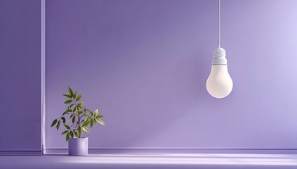 Purple room with plant and lamp