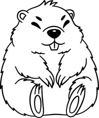 Cute Marmot Outline Cartoon