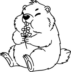 Cute Marmot Outline Cartoon