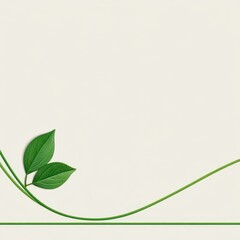 Fototapeta premium Minimalist Green Leaves and Stems on Off-White Background
