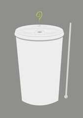 Coffee on a Styrofoam material cup with blank space for company logo or advertising texts. Vector clip art Eps10